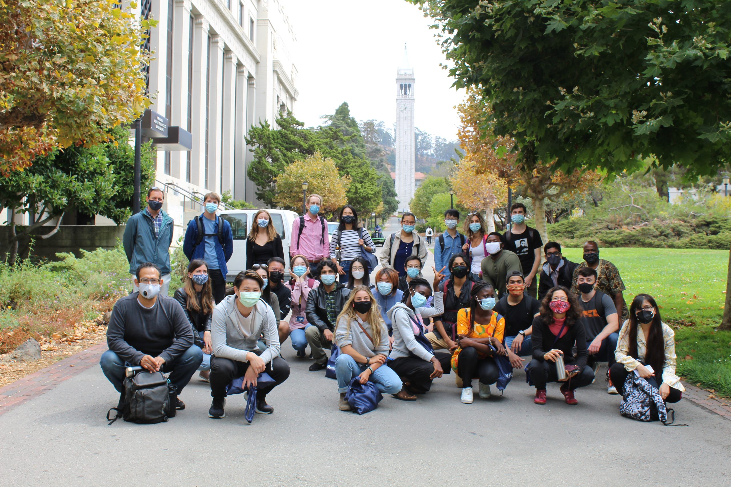 Group photo with Campanile in background